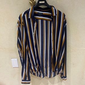 Zara orange and white stripe shirt